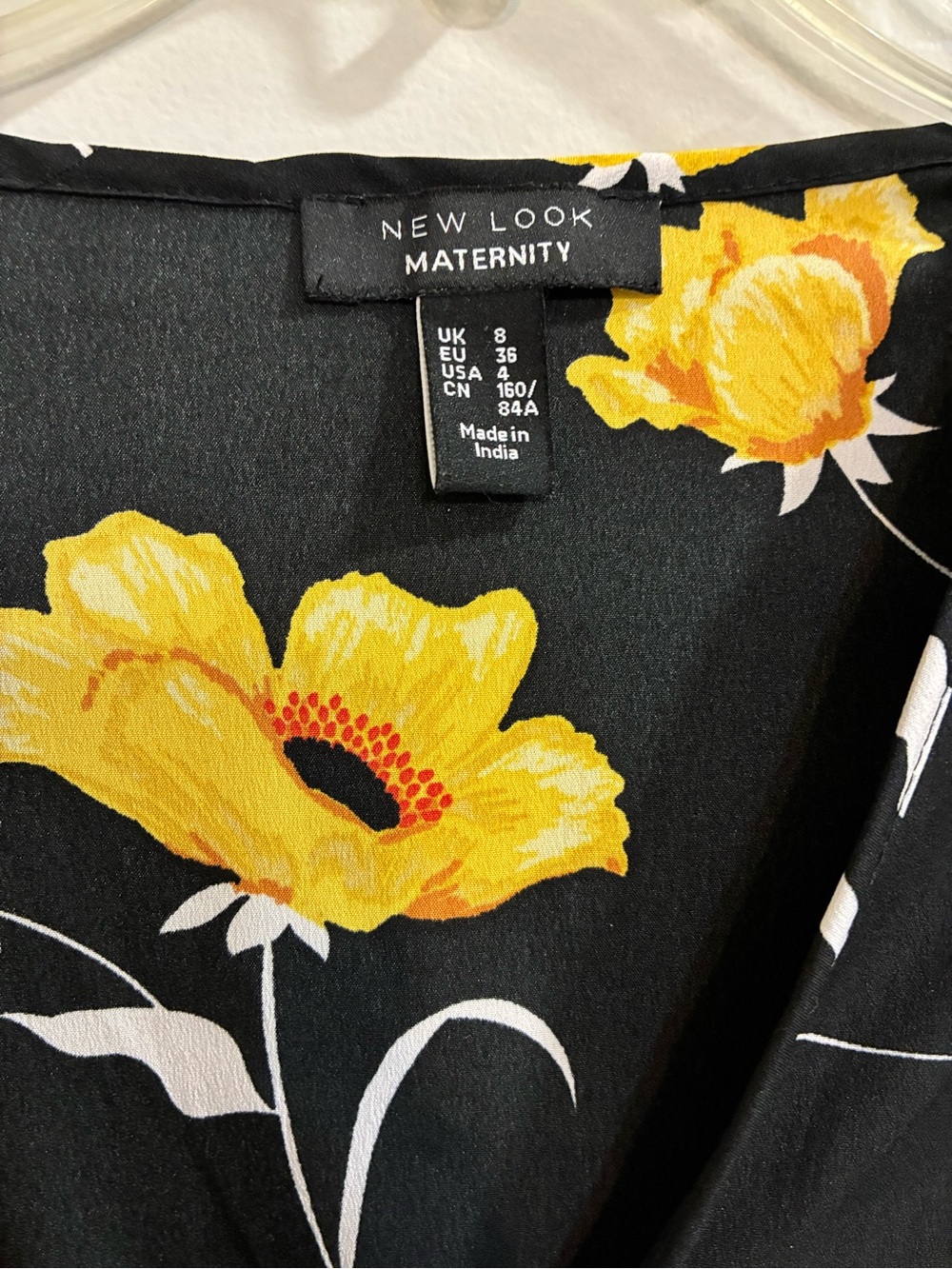 New Look Black Maternity Dress with Yellow Floral Pattern Size 4 - Picture 4 of 9